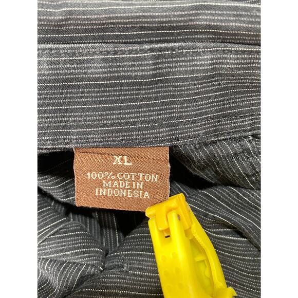 Perry Ellis Mens Size XL Long Sleeve Cotton Gray Pin Stripe Button Up Shirt - Picture 4 of 8